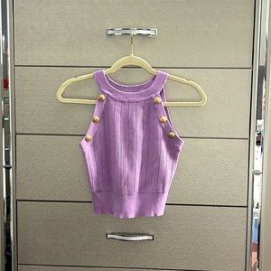 Purple Top with Gold Buttons
